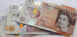 Twenty and ten pound notes
